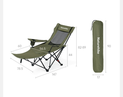 Кресло туристическое Naturehike Nightfall T05, 147х78,5х82 / 89 см, складное, до 150 кг. зеленое
