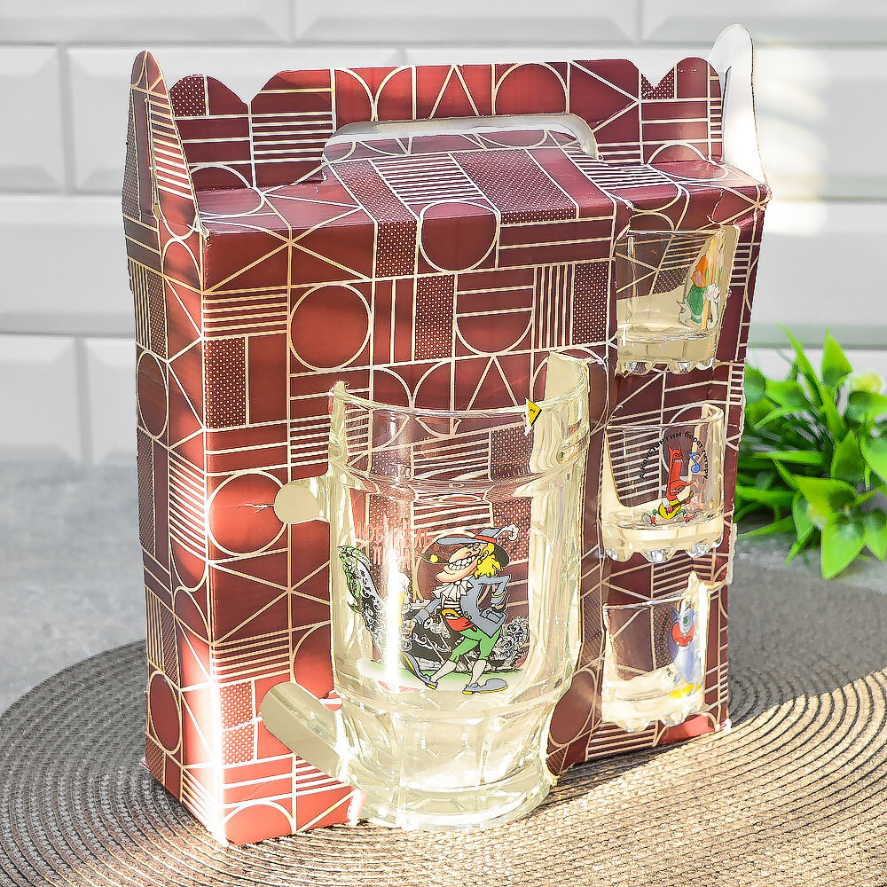 Набор 4 предмета (3 стопки 50мл, кружка для пива 500мл) Приколы