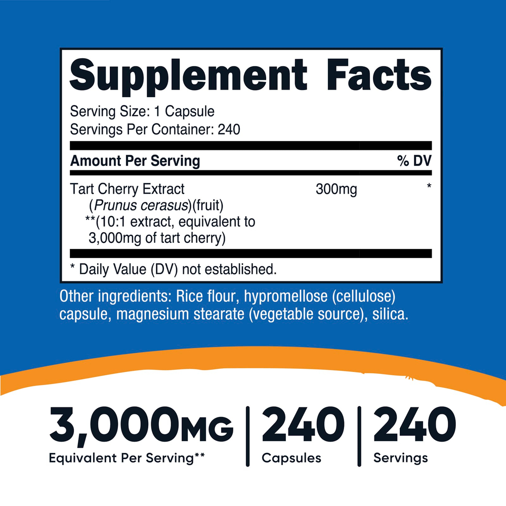 Nutricost, вишня, 240 капсул (300 мг в 1 капсуле)