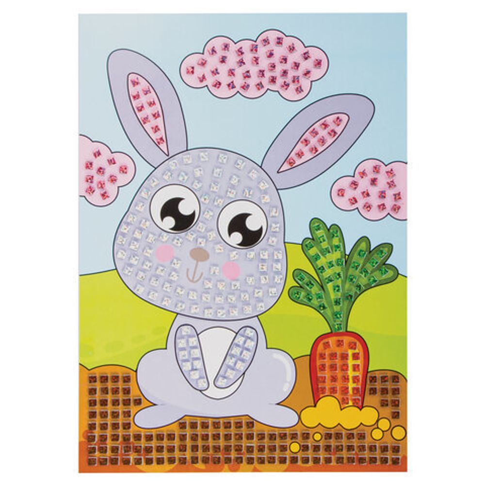 Набор для творчества "Сверкающая мозаика из мягкого пластика", "Зайчонок", 21х29 см, ЮНЛАНДИЯ, 662364