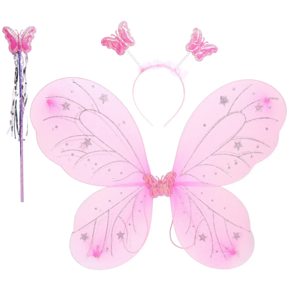 Набор карнавальный «Розовое чудо» (ободок, палочка,крылья,юбка), Розовый