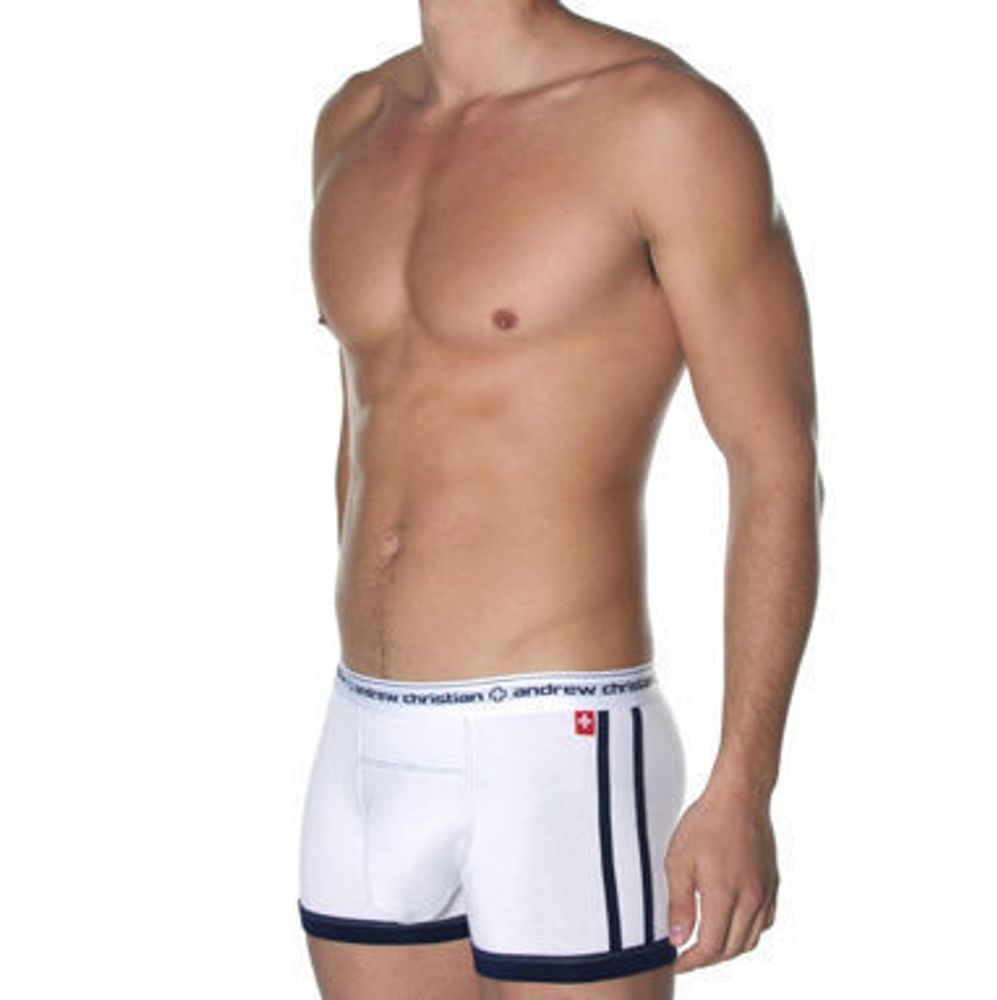 Мужские трусы хипсы Andrew Christian White Almost Naked Hip Boxer