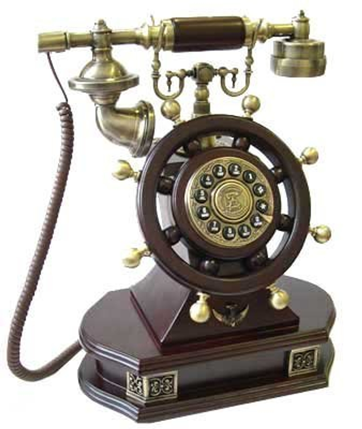 Телефон ретро "Штурвал", дерево, полистоун, цвет коричневый, 25x15x35 см.