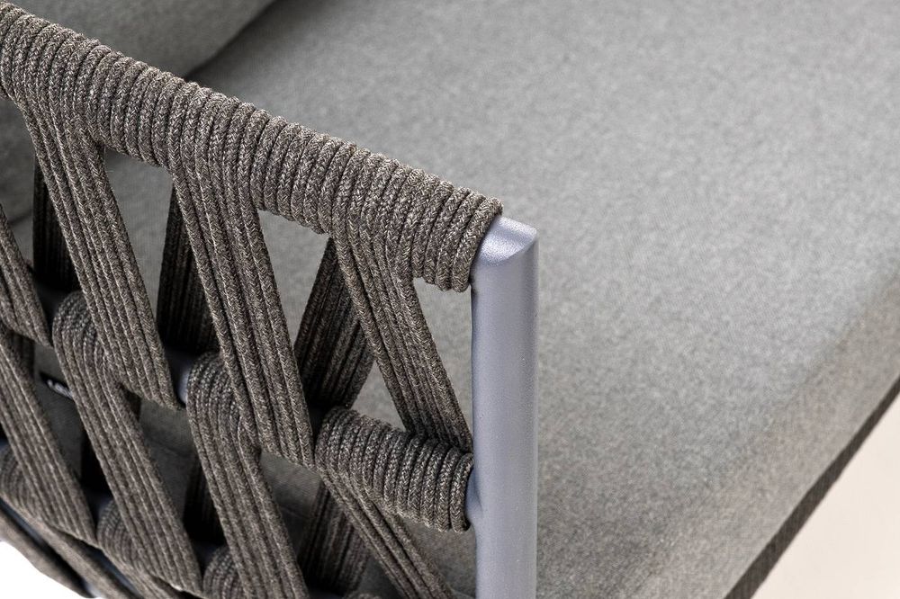 "Диего" лаунж-зона 4-местная плетеная из роупа (веревки), каркас алюминиевый темно-серый, роуп темно-серый