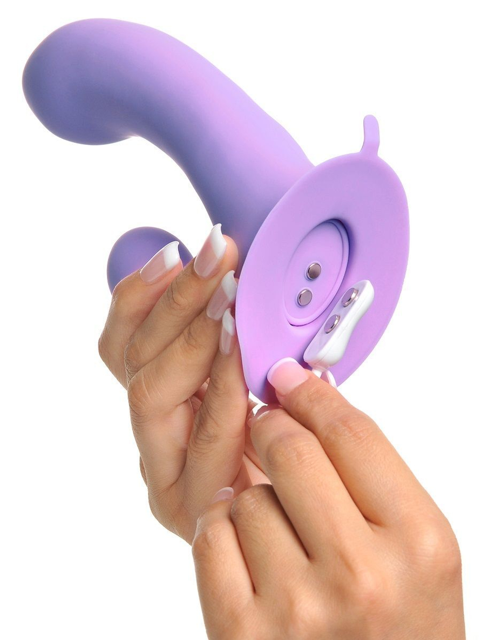 Сиреневый перезаряжаемый вибратор с клиторальным отростком Duo Pleasure Wallbang-Her - 17,5 см. (Цвет: сиреневый)