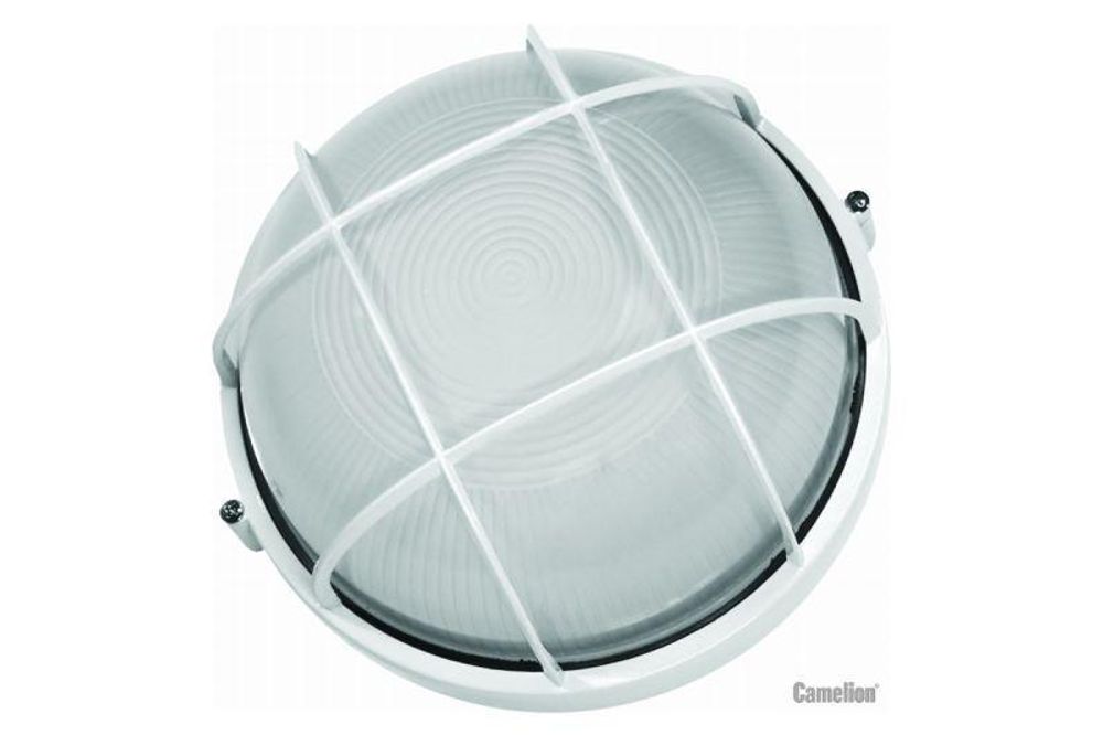 Светильник 1101S C01 NEW НБП 03-100-002 УХЛ1 "Решетка" 100Вт 230В до 130град.C круг бел. Camelion 13663