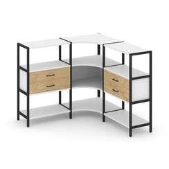 Shelf System Трехсекционный угловой стеллаж трехярусный с ящиками SN.STMU-331 Белый/Тиквуд Светлый/М