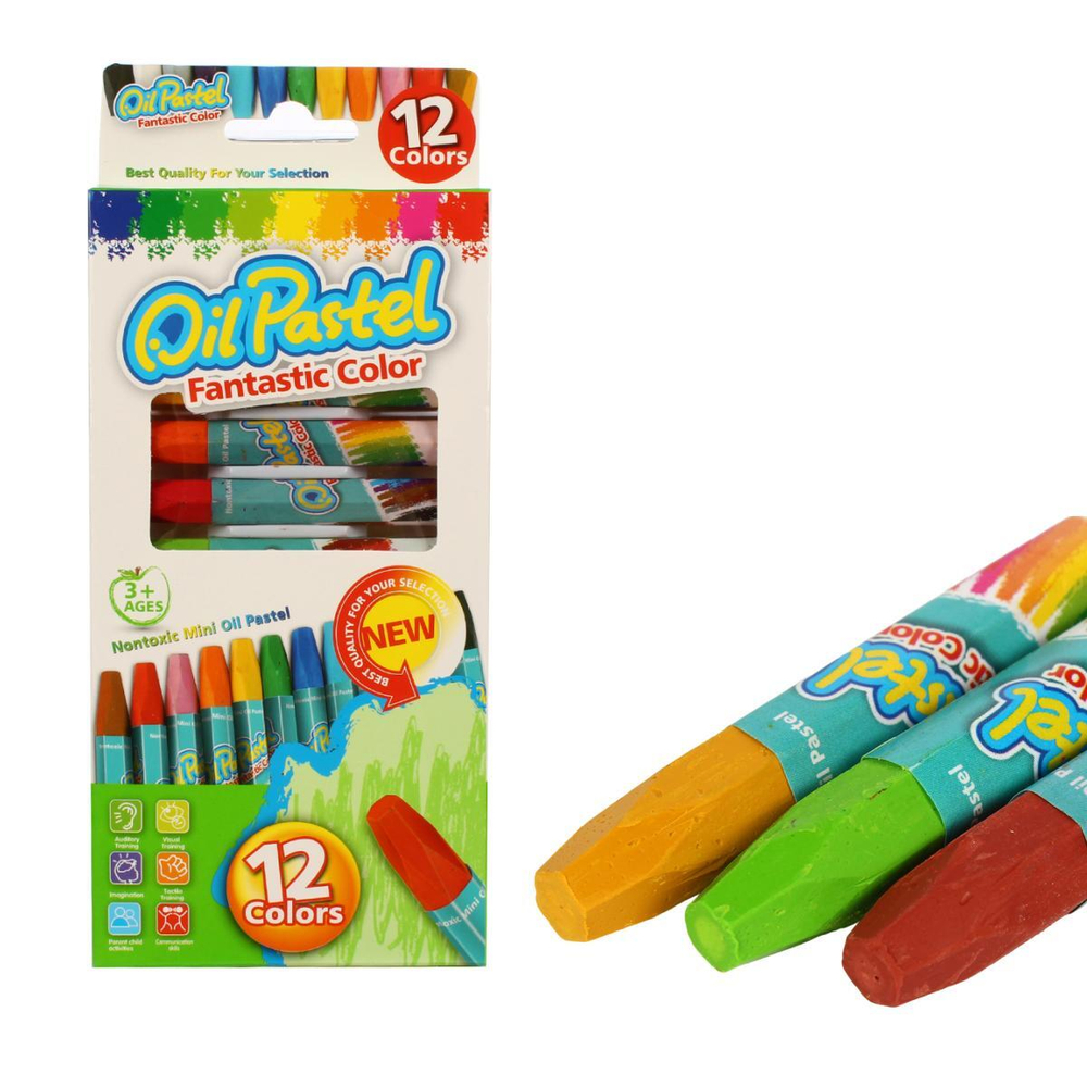 Масляная пастель, 12 цветов, в коробке с подложкой из коррекса, С-30687