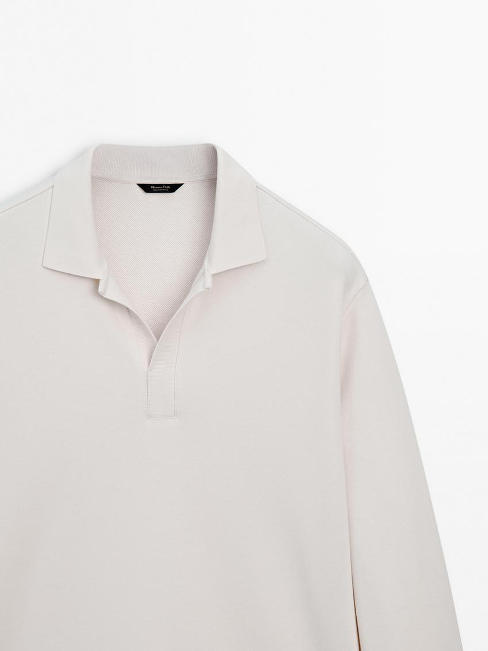 Massimo Dutti Свитер с воротником-поло, бежевый