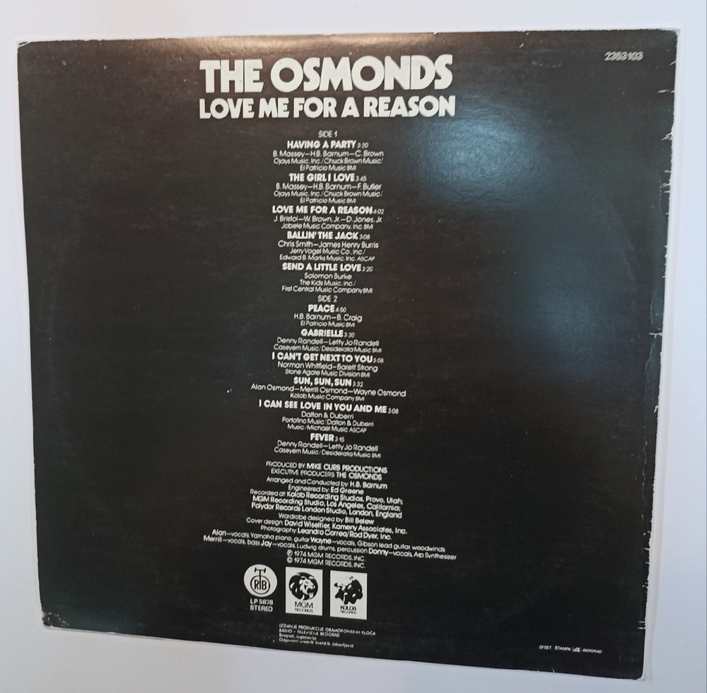 The Osmonds Love Me For A Reason (Yugoslavia 1974)