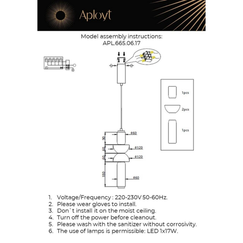 Подвесной светодиодный светильник Aployt Elin APL.665.06.17