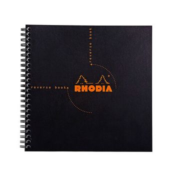 Блокнот Rhodia Classic Reverse Book на спирали 21х21 в клетку 80 гр черный (193609C)