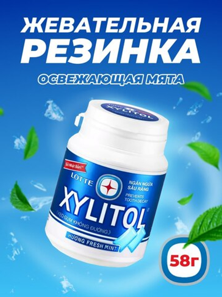 Жевательная резинка Xylitol Fresh Mint "Освежающая мята", Lotte 58г