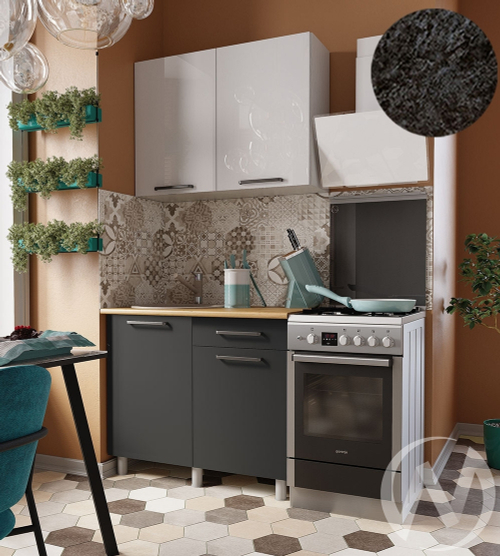 Кухня Ребекка 1.0м (корпус белый/белый; графит) 26мм кастилло темный