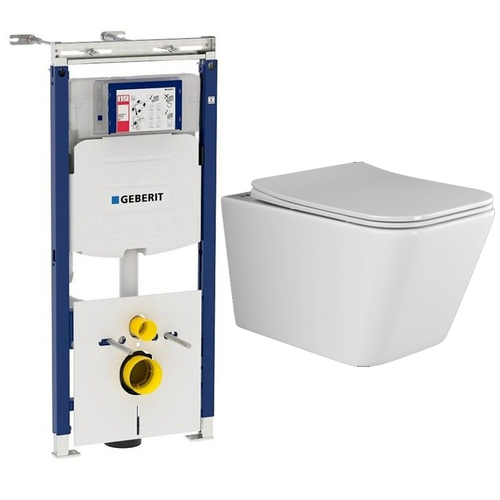 Комплект подвесной безободковый унитаз Ceramica Nova Metric Rimless с крышкой-сиденьем CN3007 + инсталляция Geberit Duofix Sigma Plattenbau 111.362.00.5