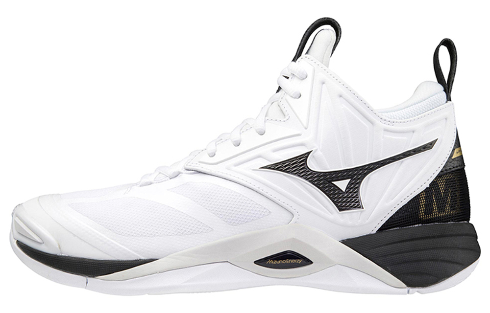 Mizuno Wave Momentum 2 Mid "White Black Gold"