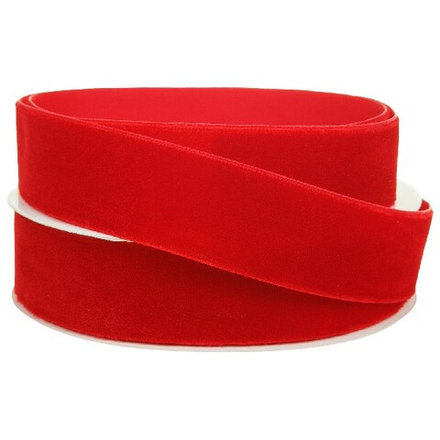 Лента декоративная (бархат) 25ммx10ярд (Красный)
