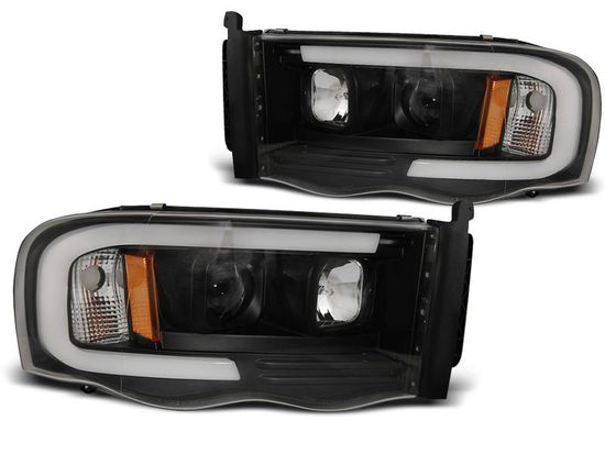 Передние фары TUBE LIGHT BLACK для Dodge Ram 02-06