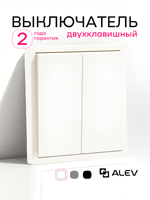 Выключатель двухклавишный внутренний с рамкой белый