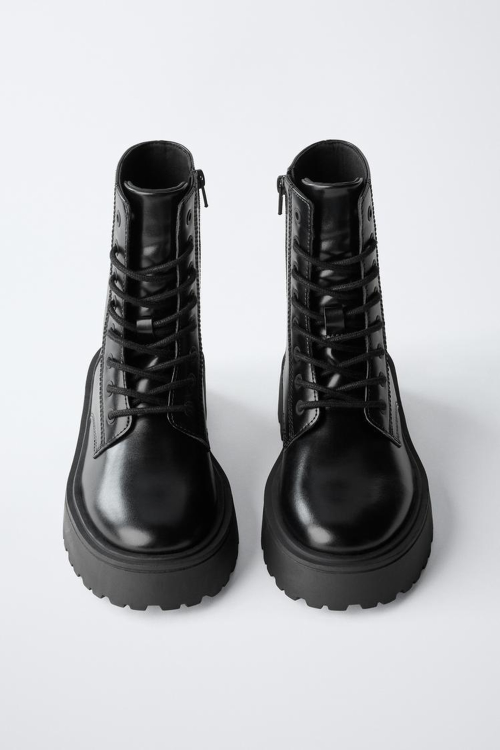 ZARA БОТИНКИ СО ШНУРОВКОЙ, ЧЕРНЫЙ