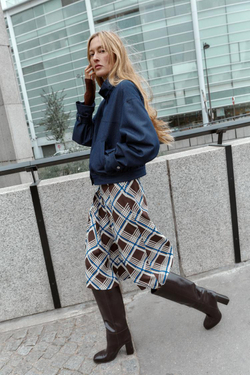 ZARA КУРТКА-БОМБЕР С ВОРОТНИКОМ-СТОЙКОЙ, ИНДИГО