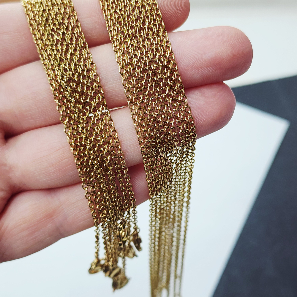 Цепочка готовая, сталь, 2я позолота, звено 1.9мм, длина 45 см