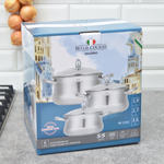 Набор кастрюль 3 предмета (1,9л, 2,7л, 3,6л) нерж Bella Cucina BC-2142