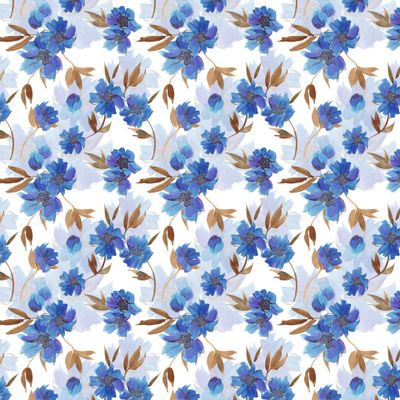 Синие цветы. Акварель