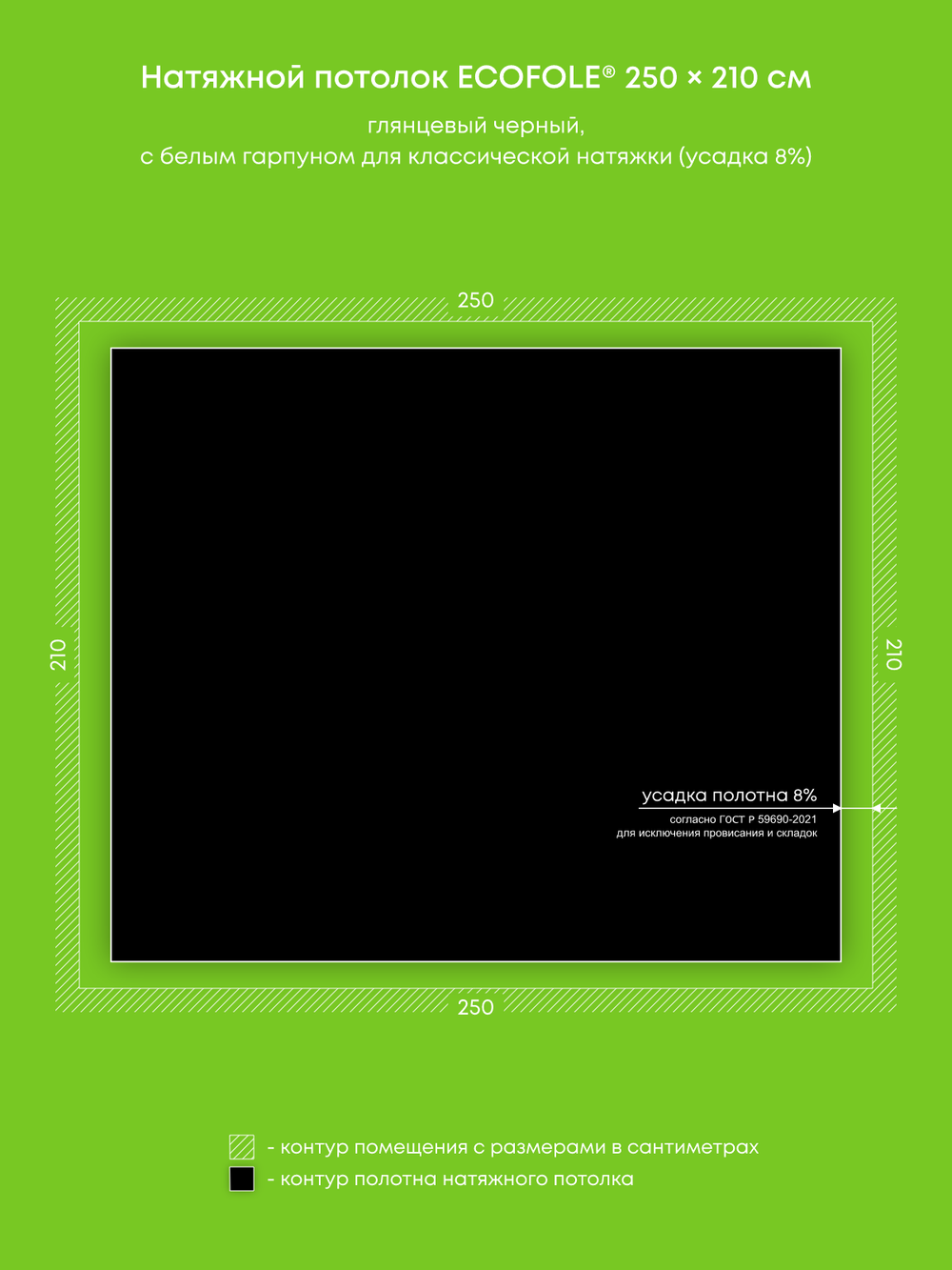 Глянцевый натяжной потолок 5.3 м2