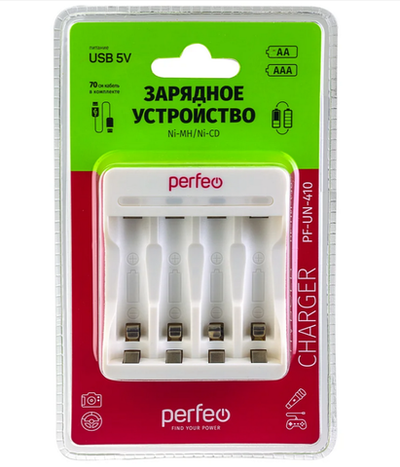 Зарядное ус-во для аккумуляторов Perfeo PF-UN-410 (USB)