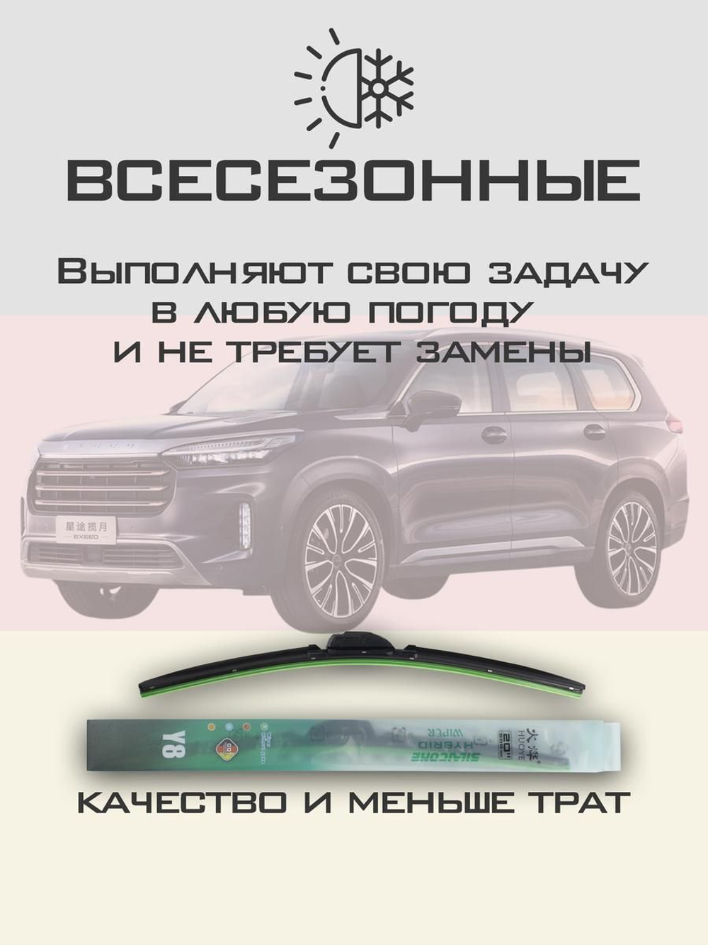 Щетки стеклоочистителя HUOYE Y8 600/425 мм на Evolute iJoy | Push button