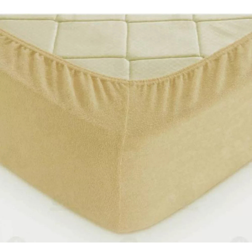 Простыня махра на резинке 160*200*20 Бежевый ТГ