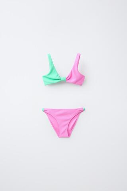 ZARA КУПАЛЬНИК С УЗЛОМ, ЦВЕТ ФУКСИИ