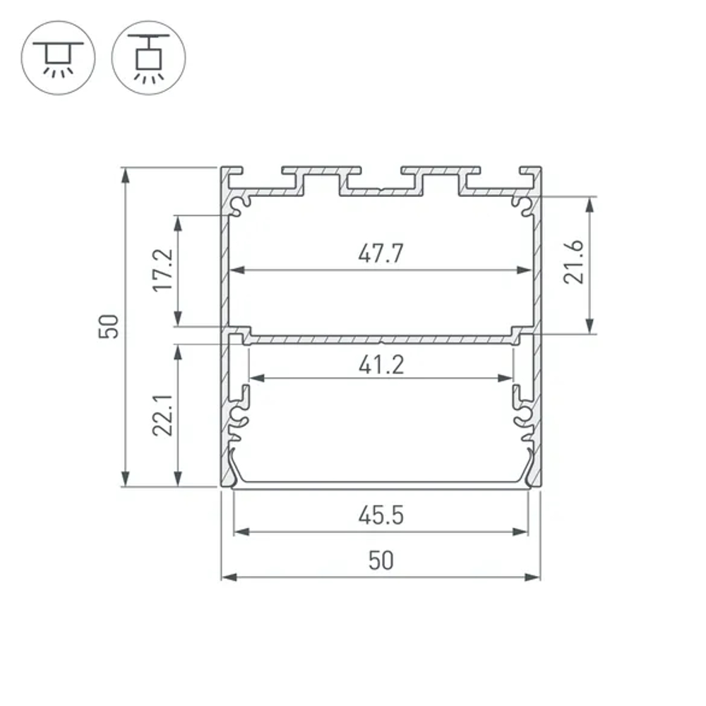 Профиль LINE-M-5050-2000 BLACK (Arlight, Алюминий) 053403