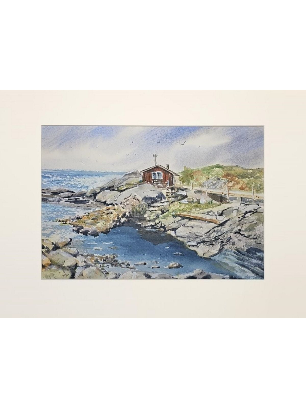 Картина авторская акварельная в паспарту 30х40 см на стену для интерьера "Тут родились Муми-тролли"