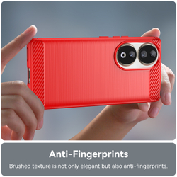 Мягкий чехол красного цвета с дизайном в стиле карбон для смартфона Honor 90, серия Carbon от Caseport