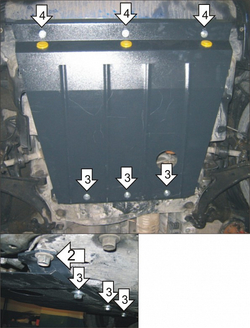 Защита картера Двигателя, КПП. 2 мм, Сталь. для Honda HR-V 1999-2005 MOTODOR.00804