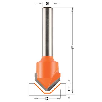 Фреза концевая  V-образная D=18,0 I=7,5 S=8,0 L=60,0 CMT 915.001.11