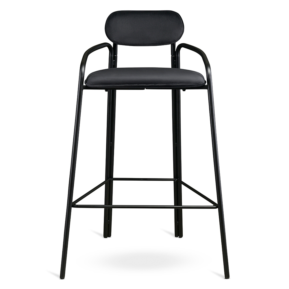 Стул барный Ror, round, велюр, черный/черный