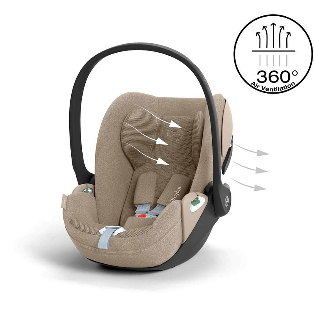 Коляска 3 в 1 Cybex Priam IV Rosegold complete и автокресло Cloud T i-Size Cozy Beige Plus Sepia Black