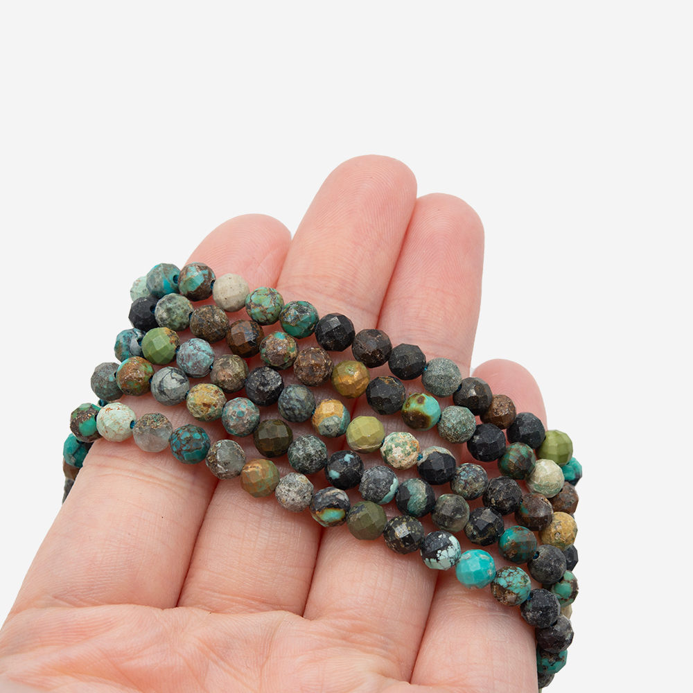 Хризоколла натуральная, 5мм, шар, микроогранка