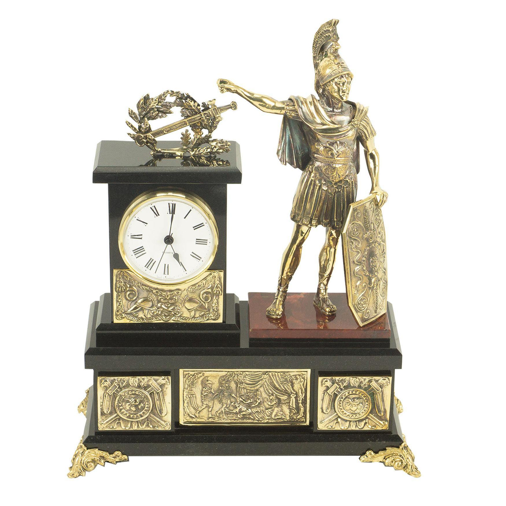 Часы "Цезарь" бронза яшма долерит 260х120х340 мм 6400 гр. R118669