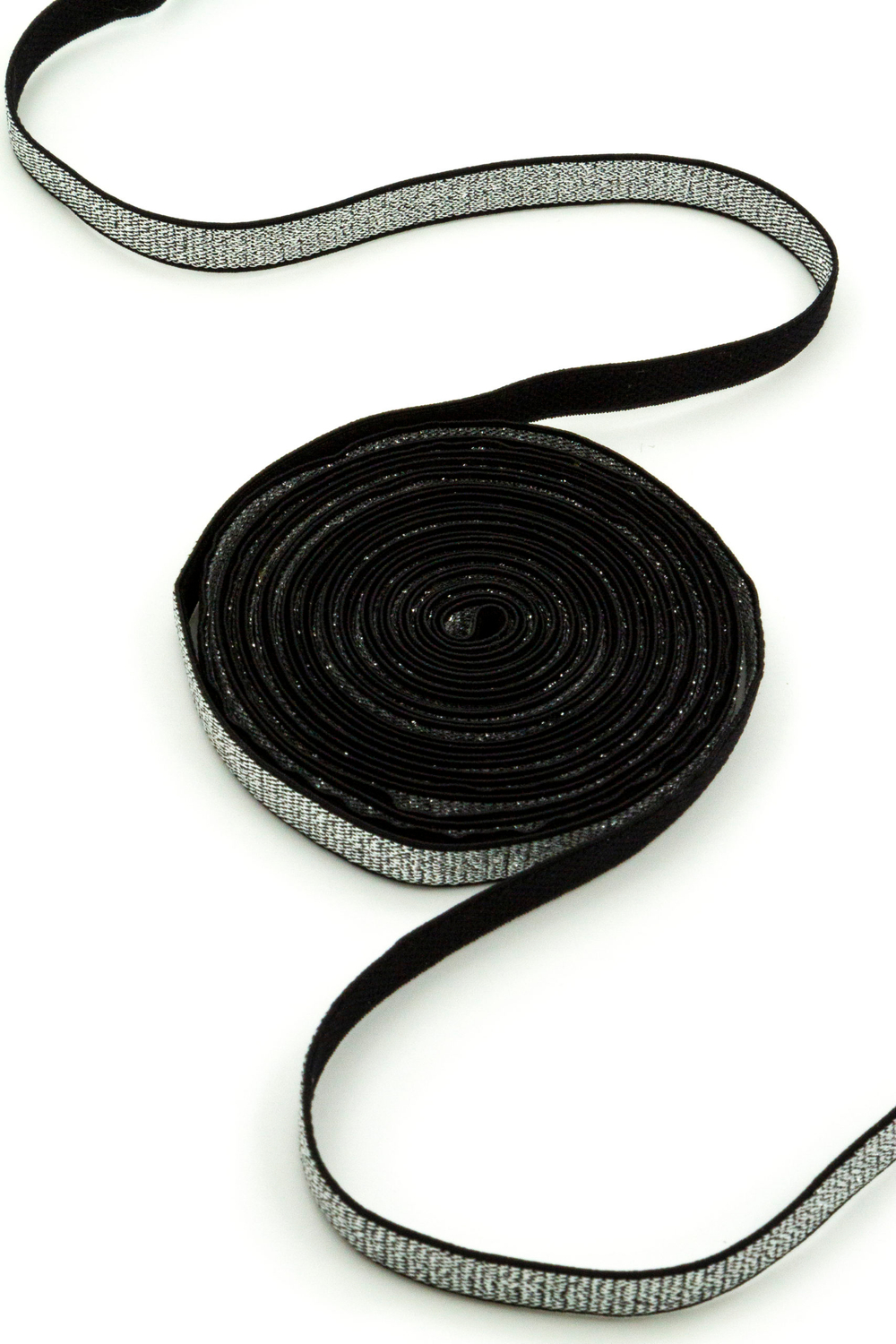 Резинка бретелечная чёрная с серебром 10 мм