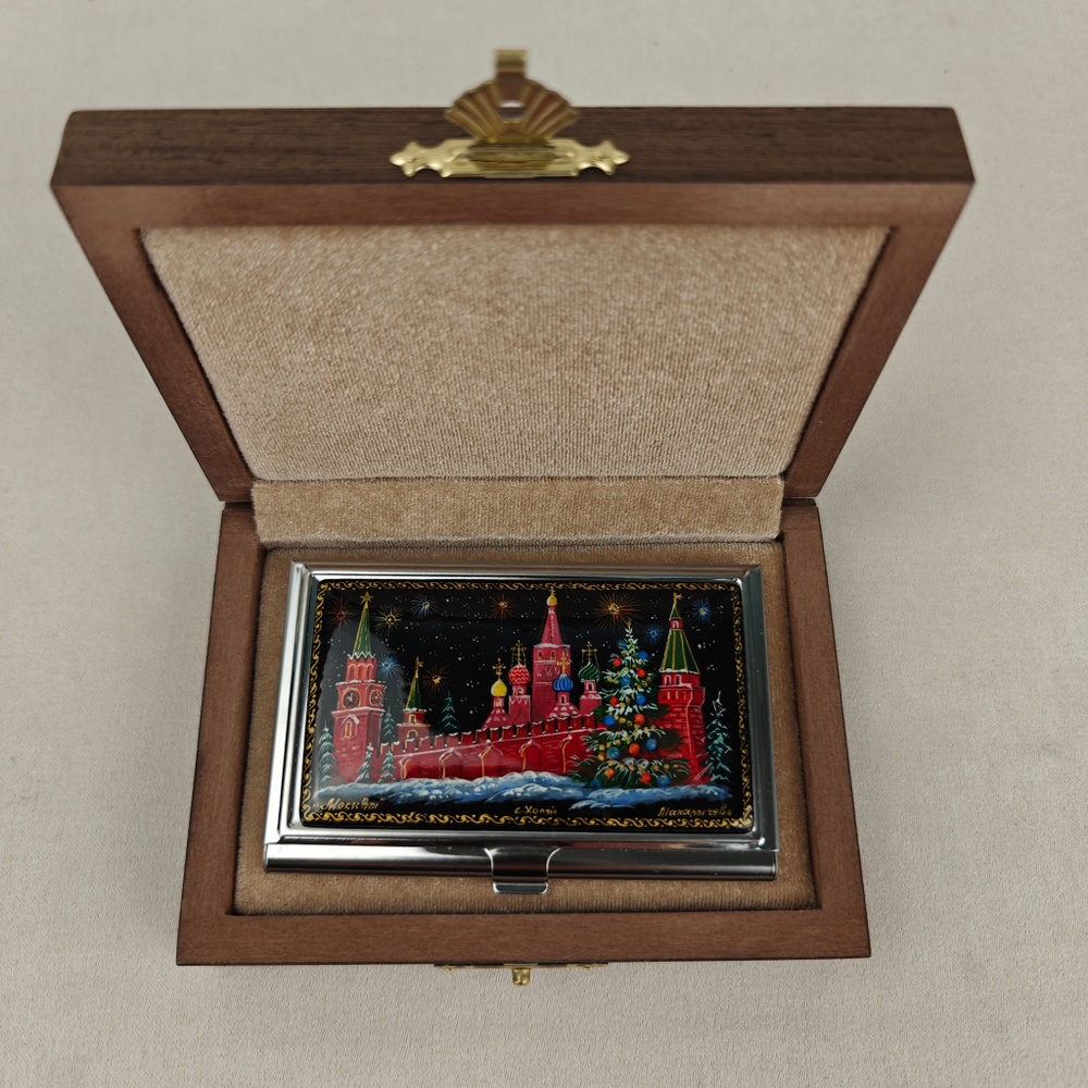 Визитница "Кремлевская елка" (роспись Палех)