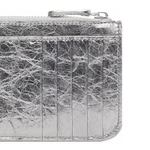 Balenciaga Le Cagole Metallic Finish Fine Grained Sheepskin Card Holder Card Holder Women"s Silver
