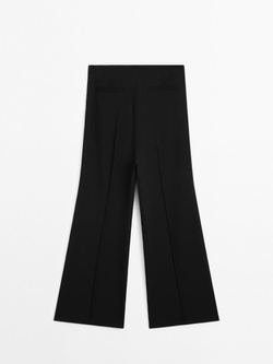 Massimo Dutti Расклешенные брюки с молнией, черный