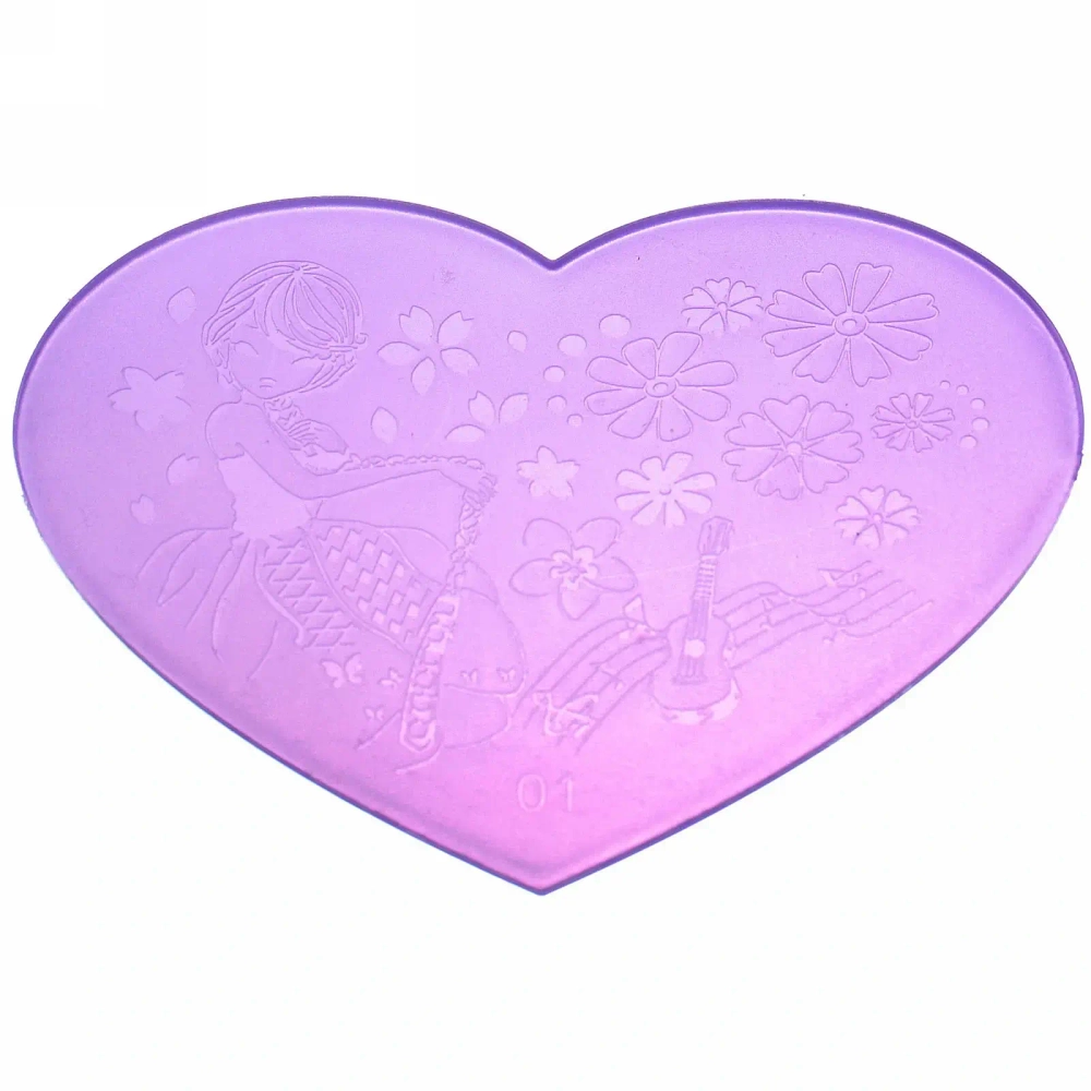 Набор для дизайна ногтей - стемпинг «VivA Manicur», пластина сердце, микс 4 цвета, 17*11см