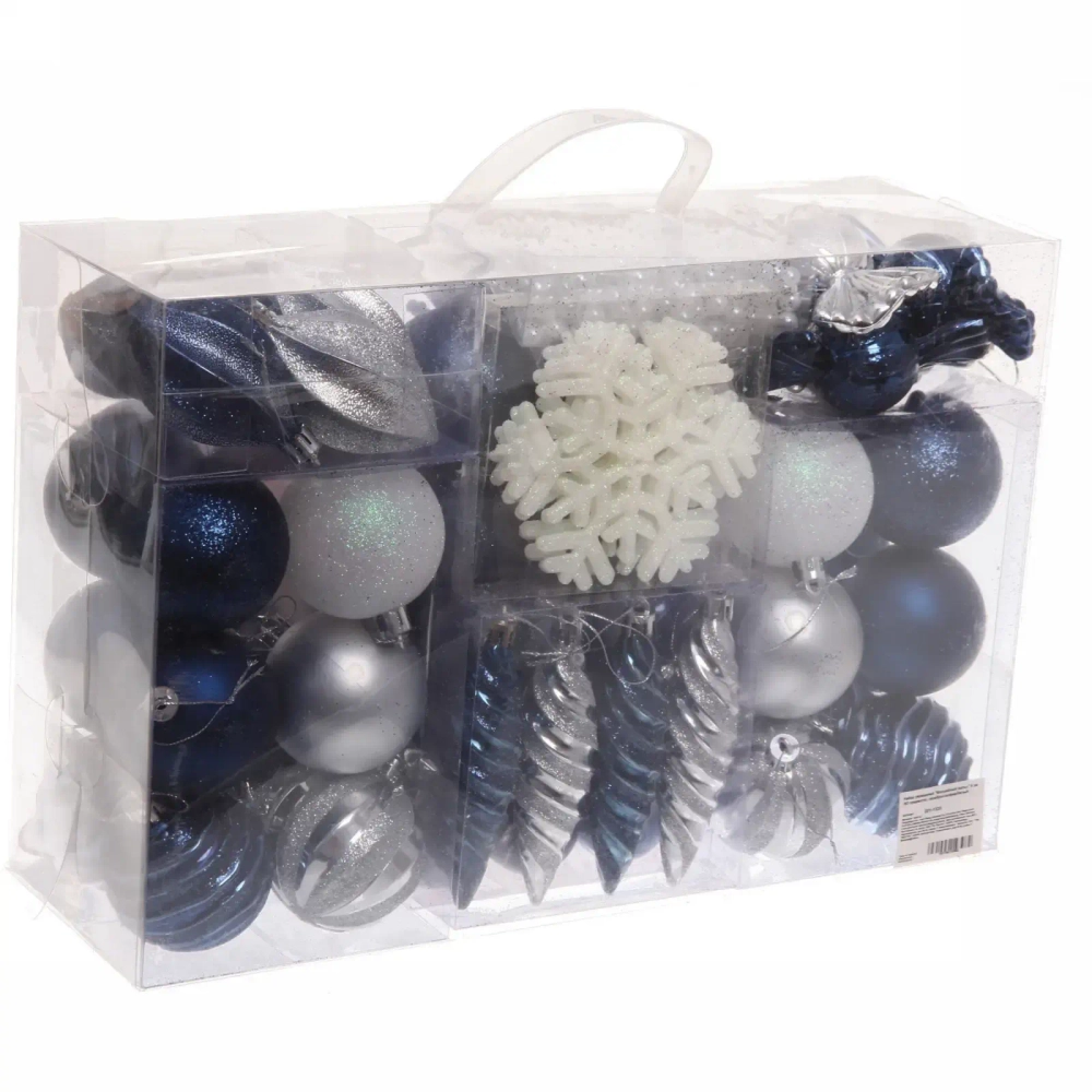 Набор украшений «Волшебный вальс» 6 см (83 предмета), серебро/сапфир/белый