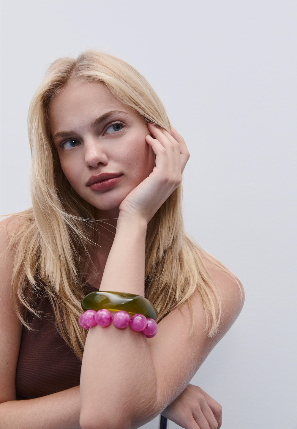 STRADIVARIUS Набор из 2 контрастных браслетов, цвет фуксии