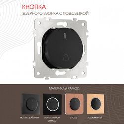 Кнопка звонка для жалюзи с подсветкой без рамки Arte Milano 202 202.37-1.black